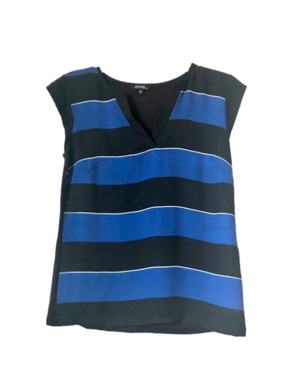 George Blue, White & Black Striped Two-Tone Blouse XS (roomy)